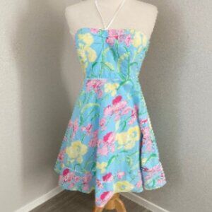 - Lily Pulitzer halter fit and flair IRIS print midi dress Size Small